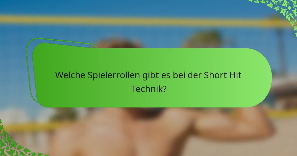 Welche Spielerrollen gibt es bei der Short Hit Technik?