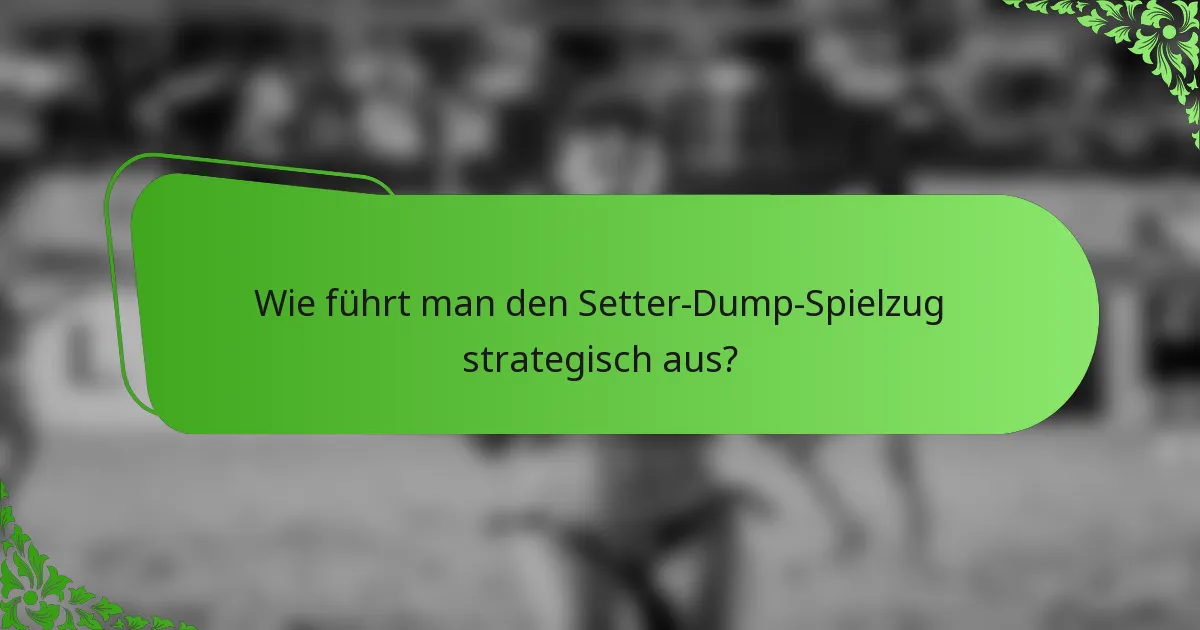 Wie führt man den Setter-Dump-Spielzug strategisch aus?