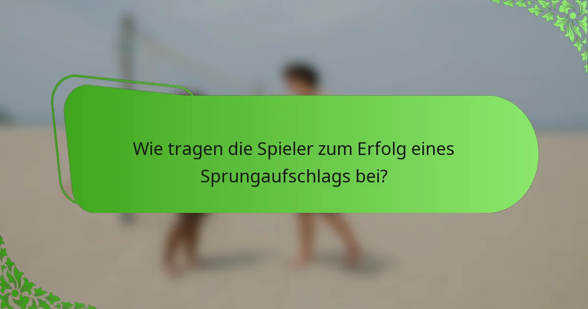 Wie tragen die Spieler zum Erfolg eines Sprungaufschlags bei?